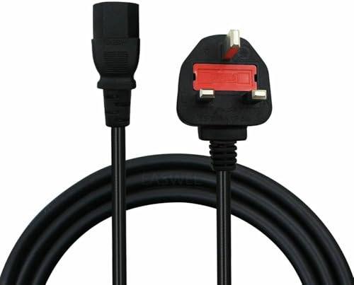 3-Pin Power Lead, AC Kettle Cable for Desktop PC, Monitor, Projector, Workstation, UK Plug (3M)
