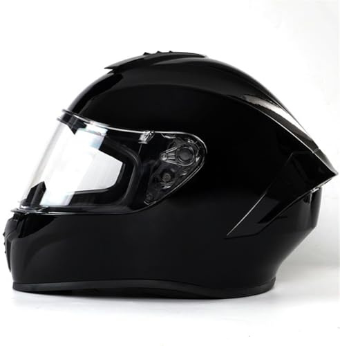 Atmungsaktiver Motorradhelm Leichte Retro-Integralhelme mit Sonnenblende Geeignet für den Stadtverkehr und Straßenfahrten Schwarz M/57-58cm