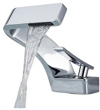 Chrom-Küchenarmatur, Deckmontage, Wasserfall-Spültischmischer, Einhandarmatur für heißes und kaltes Wasser, moderner Badezimmer-Waschtischarmatur (Farbe: Chrom, Größe: 1 UK)