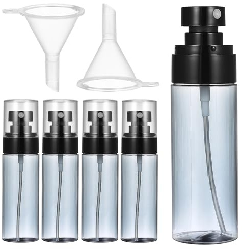 BOJIUKEJI 5 Pcs Flacon Spray Vide 60ml, Vaporisateur Bouteille Spray Vide, Pulverisateur Voyage, Flacons Vaporisateurs de Voyage, Atomiseur Rechargeable pour Eau nettoyage maquillage+ 5 entonnoirs