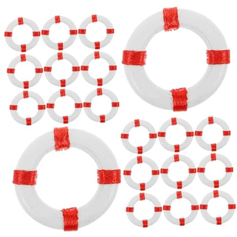 BIUDECO 50pcs Miniature Resin Nautical Lifebuoy Decorations Lightweight Realistic Swim Ring Ornaments for Dollhouse Fairy Garden Coastal Micro Landscape and Beach Decor