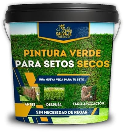 BRICOSALVAJE Peinture verte pour haies et clôtures | Revitalisant écologique à l'eau sans solvant | Couvre les zones sèches instantanément | Résistant au soleil et à la pluie | Application au