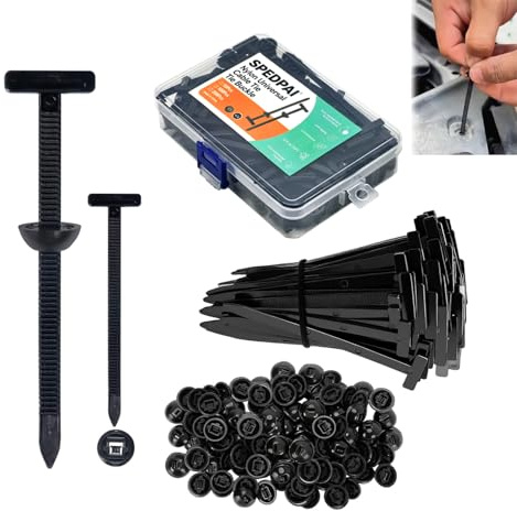 Nylon Universal Cable Tie Buckle,Heavy Duty Black Zip Ties With Pin & Button Design Plastic Cable Ties Tool Fasteners Car Body UV Resistant Zipties for Car Daily Replacement Screw Fixing 100pcs