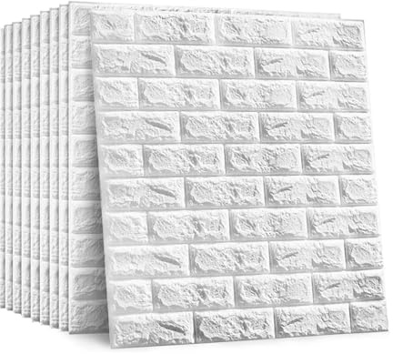 GREENSAPPIRE 10 Stück 3D Wandpaneele Selbstklebend 77 * 70cm Weiß PE Schaum Ziegelsteinoptik Wandverkleidung Tapete Wasserdicht Wandaufkleber Wandplatten für Wohnzimmer Schlafzimmer Küche Wanddeko