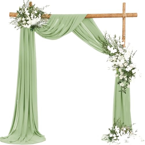 GIYXHU Tessuto per Drappeggio dell'Arco Nuziale Arco di Nozze Drappeggio Tessuto Chiffon panneggio soffitto del Partito Tende ad Arco for Il Matrimonio(Light Green,70x800cm)