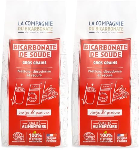 Bicarbonate Soude Gros Grains - Sachet Kraft 3kg - Qualité Alimentaire Origine France - Nettoyage, Linge, Bricolage, Déodorant Maison - Recharge Écoresponsable- La Compagnie du Bicarbonate. (Lot de 2)