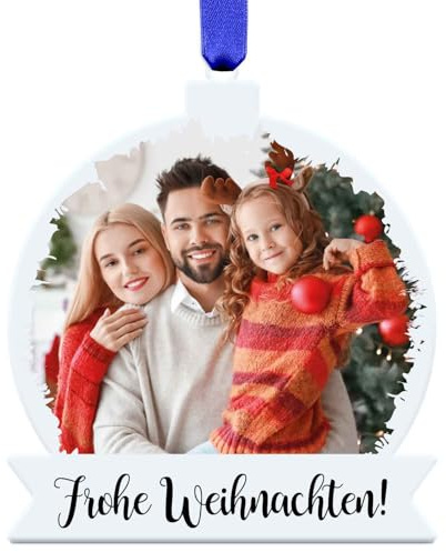GRAVURZEILE Christbaumschmuck aus Acryl - Foto Abstrakt - Personalisiert mit Name & Foto - Weihnachtsanhänger - Weihnachtsbaum Dekoration - Geschenk für Familie, Freunde & Paare zu Weihnachten
