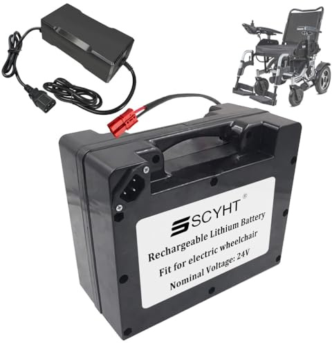 SSCYHT Lithium Battery 24V 20Ah 6Ah 8Ah 10Ah 12Ah 15Ah 25Ah 18Ah Replacement Battery 24V Electric Wheelchair Batteries with Charger and Hook Up,24V18Ah