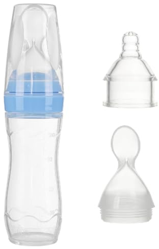 Jnchdghwa Punta de Cuchara Suave de Silicona para Botella de Cereal de Arroz, Botella de Suplemento Alimenticio para Niños, Cuchara Exprimible para Biberón.