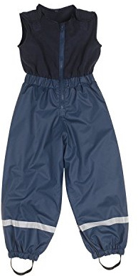 Playshoes Matschhose Regenlatzhose Fleece-Futter Unisex Kinder Wind- und wasserdichte Regenhose Regenbekleidung, Marine mit Fleece-Latz, 116
