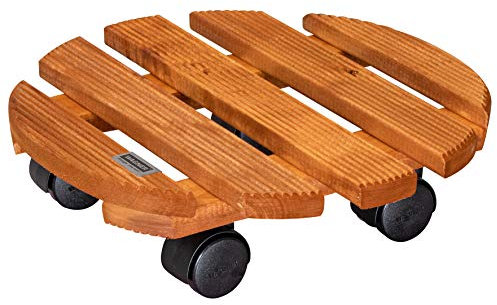Wagner Soporte con Ruedas para Plantas, Madera Maciza FSC, Castaño, Capacidad de Carga 100 kg