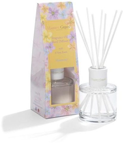Hassett Green London - Harmony Lily, Violet & Jasmine - Fragrance Oil Reed Diffuser - 100ml Glass Bottle with 8 Fibre Reeds