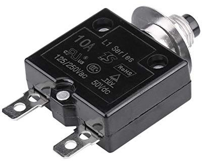 Interruptor automático EVGATSAUTO, interruptor de reinicio manual Interruptor térmico Protector de sobrecarga de corriente 5A/8A/10A/15A/18A/20A/30A (opcional)(10 A)