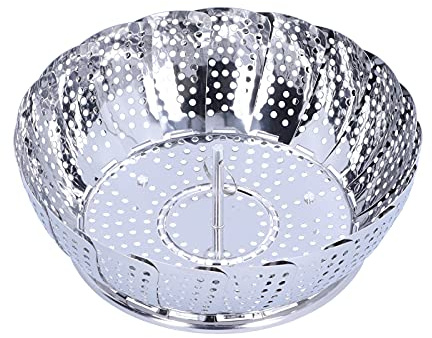 Tissting Cesta de Vapor, Vaporera Plegable Acero Inoxidable con Gancho Ajustable para Cocinar Verduras, Huevos y Postres en Ollas a Presión y Sartenes
