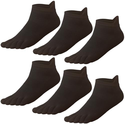 GINZIN Zehensocken 6 Paar,Laufsocken für Herren&Damen,herren Männer Baumwolle Sportsocken Sneaker Socken mit Zehen