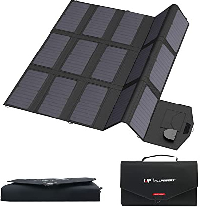 ALLPOWERS Foldable Portable Solar Panel 100W (Dual 5v USB with 18v DC Output) Monocrystalline Solar Charger for Laptop Tablet Notebook Solar Generator 12v Car Boat RV Battery Camping Hiking Travel