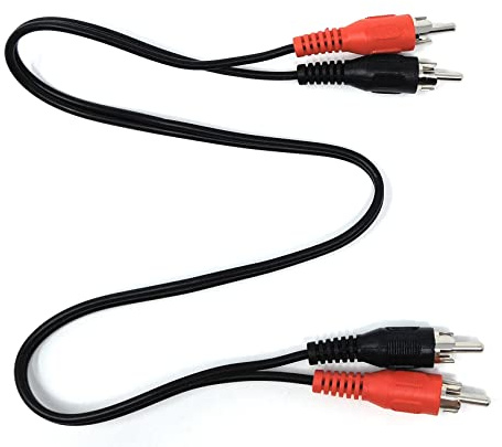 Drut Cavo Audio Stereo da 50 cm Corto da RCA a RCA Phono Twin Jack a Jack Compatibile con CD/Dvd/Amplificatore/HiFi/DJ Mixer/Giradischi Connettori in Nichel Nero da 1,6 Piedi