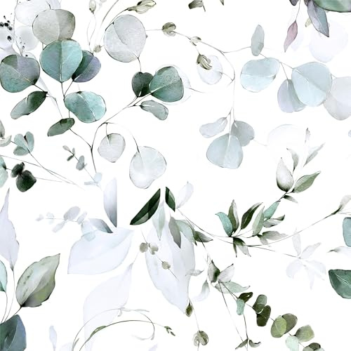 Laatse Green Leaf Contact Paper 17.5 x 393 Floral Leaf Wallpaper Peel and Stick Vintage Self Adhesive Wallpaper, Waterproof, Vinyl Wall Covering for Bedroom Cabinet Countertop Decor