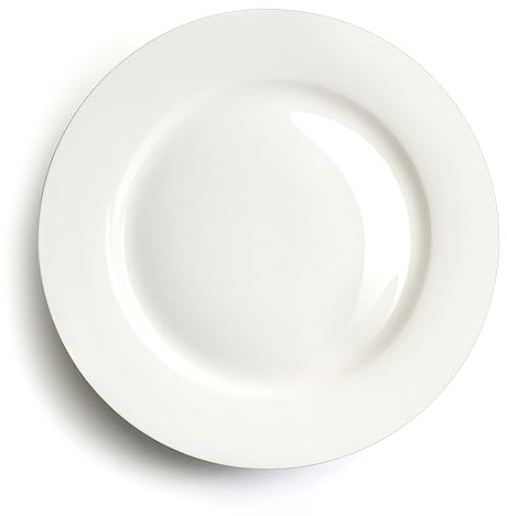 IQCWOOD Fine Bone China Dessert Plates 6-Piece, 8-inch Salad Cake Side Plate, Pure White Fine Glaze, Thin & Lightweight, Microwave & Dishwasher Safe