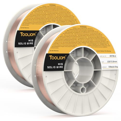 TOOLIOM ER70S-6 0,8 mm Mig-Schweißdraht aus Baustahl, auf 4,5 kg Spule, kompatibel mit TL-200M TL-250M Pro, 2 Stück