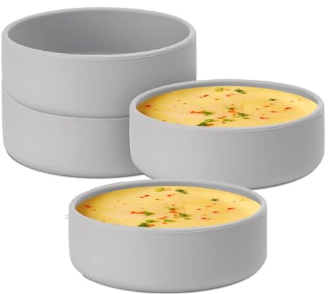 Paquete de 4 moldes individuales de silicona para freidora de aire para microondas, huevos para horno y microondas, color gris