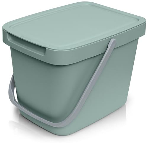 YourCasa Biomülleimer Küche - 6L Komposteimer Küche für alltäglichen Biomüll Behälter - Kompostbehälter mit Deckel zum einhängen Bio Eimer Mülleimer Müll Geruchsdicht Bio Mülleimer Küche klein (Mint)