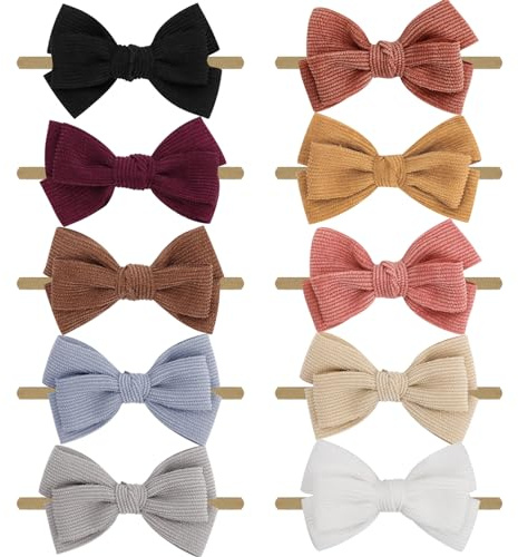 DRESHOW 10 Paket Pannband och Hårbågar i Nylon för Nyfödda Barn och Småbarn Hårtillbehör för Nyfödda Barn och Småbarn