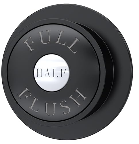 Balterley Dual Toilet Flush Button, Traditional Round Head Dual Push Button Toilet Flush System Replacement for Cistern, Push Buttons Replacement for Bathroom Cistern Toilets - 85 x 72mm (Matt Black)