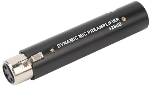 VBESTLIFE Inline-Mikrofonvorverstärker, Dynamite-Mikrofonvorverstärker, Mikrofon-Booster-Vorverstärker mit 28 DB Hoher Verstärkung für Dynamische und Passive Bändchenmikrofone