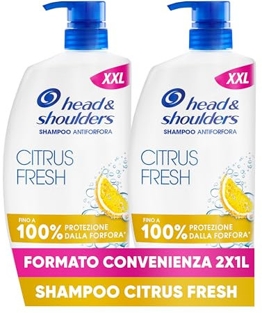Head & Shoulders Shampoo Antiforfora Citrus Fresh, Capelli Grass,i Formato Maxi Convenienza 2x1000ML