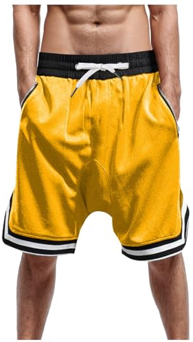 RUMAOZIA Pantaloncini da basket da uomo, estivi, con tasche, casual, da corsa, traspiranti, per fitness, corsa, palestra, sport, pantaloni corti a strisce
