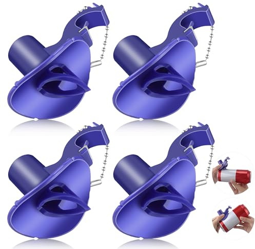 4 Pcs 4 in 1 Beverage Can Tool with Funnel, Portable Can Piercing Tool and Bottle Opener Keychain for Camping, Pool, Tailgates and Outdoor Gatherings