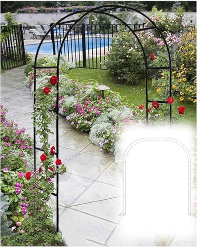 MISKYN Rosenbogen Hochzeitsbogen Gartenbogen Rankhilfe Torbogen Pergola Aus Metall Stabil Wetterfest 180Cm 140Cm 120Cm Breit Rosenbogen Aus Edelstahl,Grün,W2.4M*H2.2M