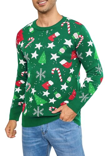 iClosam Herren Weihnachtspullover Christmas Sweater Rundhals Strickpulli | Lustiges Strickdesign, klassischer Christmas Sweater, für Weihnachten und Partys