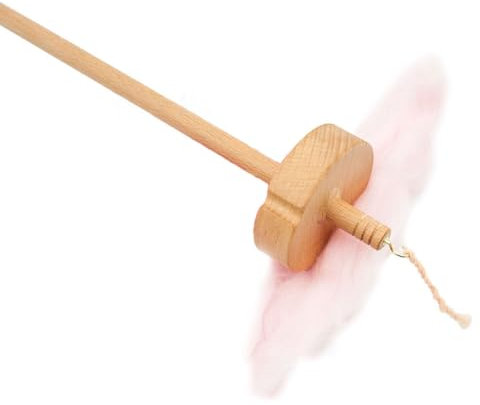 TOGEPP Spinner's Essential, Holzspindel mit 50 g weißer Wollroving - Perfekt for Spinner, Stricker und Bastler Aller Niveaus