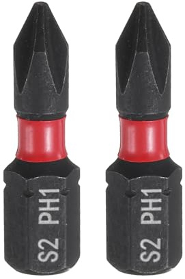 sourcing map 2pcs PH1 Phillips Screwdriver Bit 1/4 Hex Shank 25mm/1 Length Magnetic Cross Head Hex Bits S2 Steel Screw Driver Bit Industrial Grade Electric Drill Bits