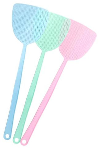 CUEMOON Lot de 3 tapettes à mouches en plastique, tapettes à mouches manuelles pour repousser les moustiques et autres insectes, couleurs assorties