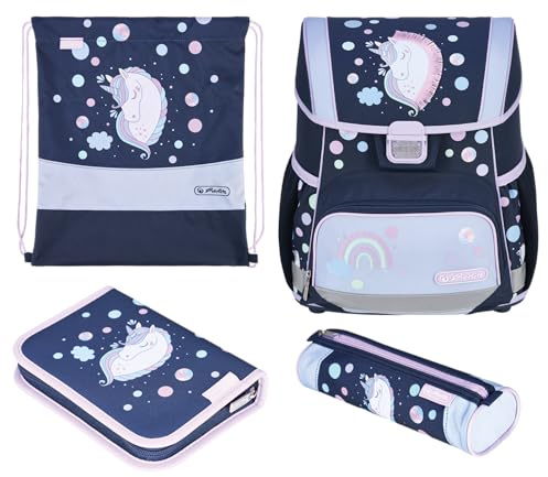 herlitz Schulranzen Set 4-teilig Loop 17 L Ergonomischer Tornister mit geringem Gewicht 1. Klasse Junge Mädchen Kinder