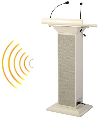 Podiumständer aus Metall mit integriertem Lautsprecher und Mikrofon, langlebige Backlackbeschichtung für Rostbeständigkeit, ideal für Vorträge und Präsentationen