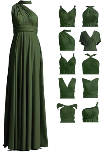 Gkaopi Vestito Lungo Estivo Donna Multi-Usura Transformare Abito da Cerimonia Scollo a V Elegante Vestiti da Sera Senza Maniche Linea ad A Eleganti Damigella d' Onore Matrimonio Abiti