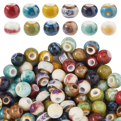 DICOSMETIC 120 perline rotonde in ceramica 3 mm fatte a mano in porcellana distanziatore perline smaltate luminose sfuse perline colorate in porcellana per la creazione di gioielli, foro: 2 mm