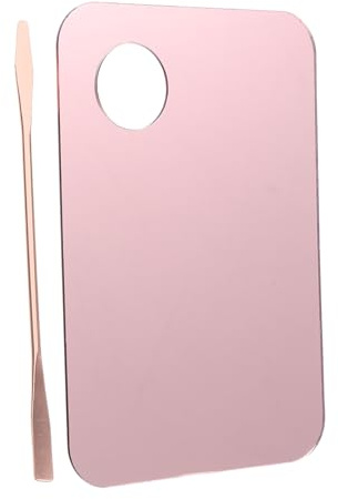 MUSISALY Acrylic Cosmetic Mixing Palette Set Foundation Spatula, Pink Makeup Mixing Tray for Foundation and Pigment, Nail Art and Diy Cosmetic Blending Tool for Professional and Home Use