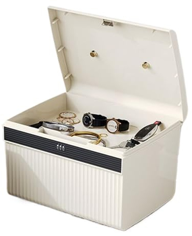 Kustimantu Grande boîte de rangement verrouillable avec cadenas à combinaison | Organisateur double couche pour documents, bijoux et objets personnels pour la maison et le bureau