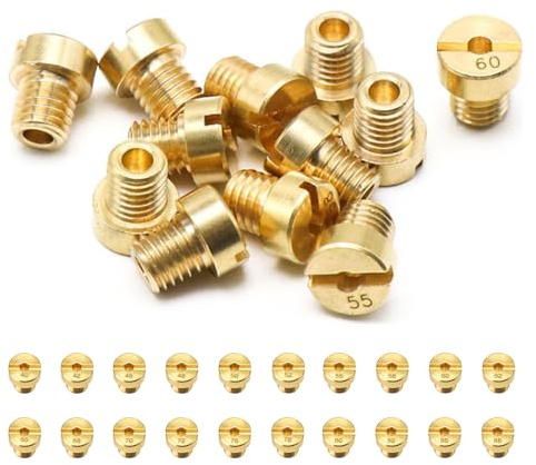 WestCH 20 Pezzi Getti Carburatore M5 Ugelli per Carburatore Getto Carburatore in Ottone 40, 42, 45, 48, 50, 52, 55, 58, 60, 62, 65, 68, 70, 72, 75, 78 80, 82, 85, 88 für Motorrad Roller Schaltmoped