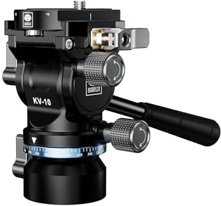 SIRUI Tripod Fluid Head with +/-8°Leveling Base(43mm Dia.), Quick Release Pan&Tilt Head for Travel Shoots, Spontaneous Photo & Video Capture, Max Load 11lb/5kg, KV-10