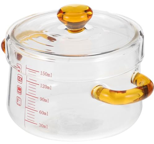 TOYANDONA Marmite en Verre Transparent 150 Ml avec Poignées Doubles, Casserole Résistante la Chaleur en Verre Borosilicaté, Pot de Ragoût pour Cuisson la Vapeur et Cuisson au Four,