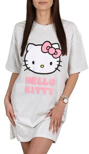 sarcia.eu Hello Kitty Camicia da Notte da Donna, 100% Cotone, Maglietta da Notte per L'Estate (Hello Kitty, M)