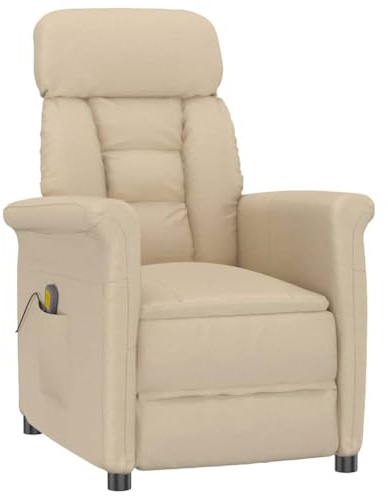 Ordellia Fauteuil de massage crème en microfibre, 96,5 x 70,5 x 95 cm, massage à 6 points sans chauffage, ergonomique avec port USB, dossier réglable pour salon et home cinéma