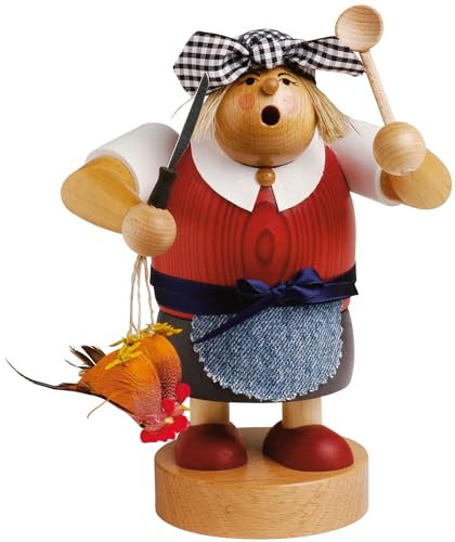 KWO Smoking Man Figurine, Widow Bolte, 20 cm, Wood, Multi-Colour, 30 x 30 x 20 cm