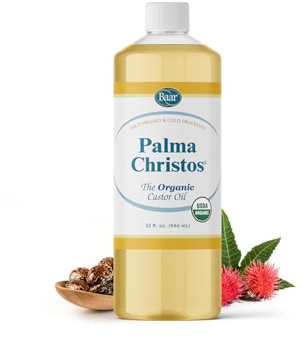 Baar Palma Christos Organic Castor Oil Products, Cold-Pressed, Hexane-Free, USDA Certified, for Skin, Hair, Massage & Castor Oil Packs, 32 oz